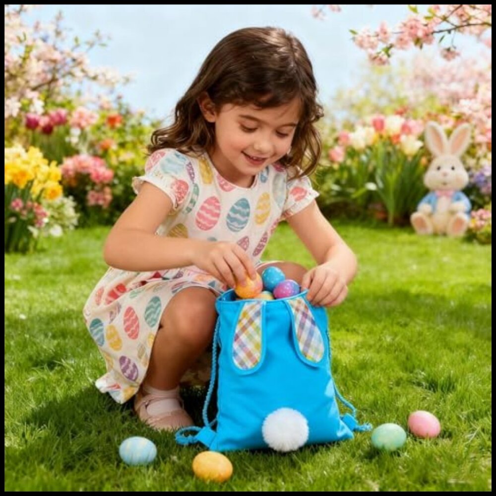 Canvas Drawstring Bunny Backpack Reusable Treat B… - image 7